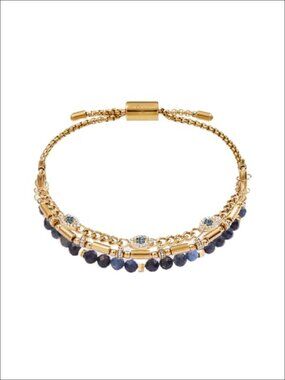 Evil Eye Adjustable Strand Bracelet Set Stainless Steel Gold
